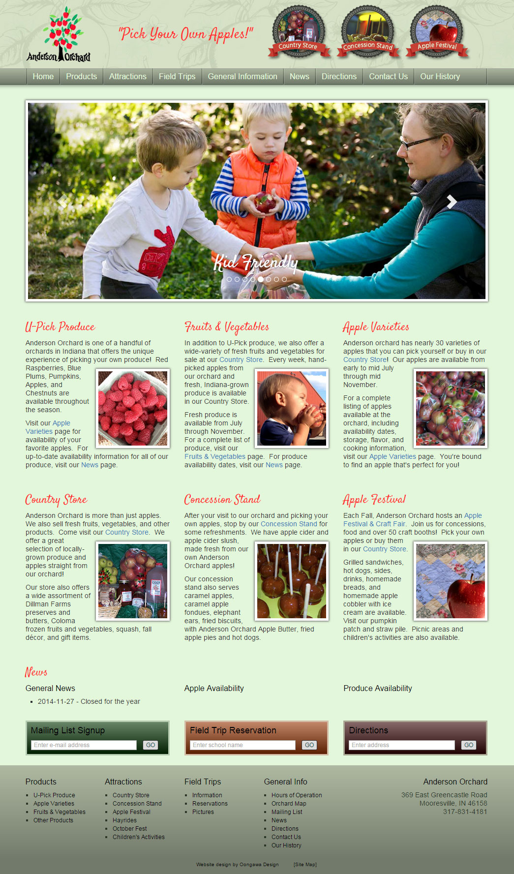 Anderson Orchard website